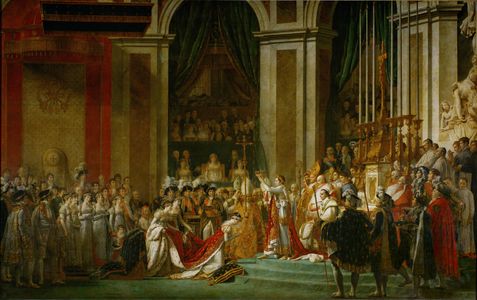 تتويج ناپليون الأول في يوم الأحد 2 ديسمبر 1804، في نوتردام، في رسم من عام 1807 بريشة جاك-لوي داڤيد.