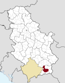 Location of the city of Vranje within Serbia