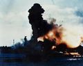 Battleship USS Arizona explodes.