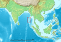 Cocos Strait is at the northern end of Andaman Islands in red square