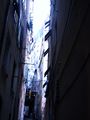 Narrow and tall alleyways are common in Genoa