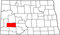 Map of North Dakota highlighting ستارك