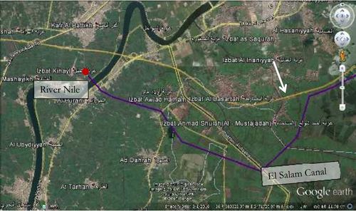 خريطة توضح مسار خط أنابيب الجميل-دمياط.