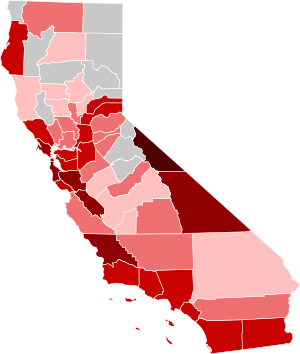 COVID-19 Cases in California by counties (Percent).svg