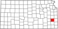 Map of Kansas highlighting ألين