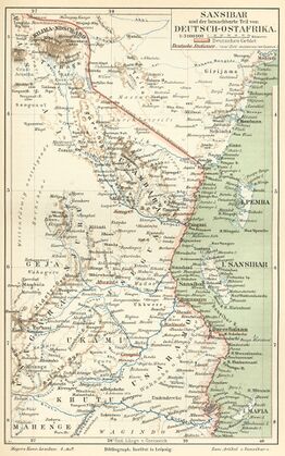 خريطة تاريخية لساحل شرق أفريقيا الألماني، 1888