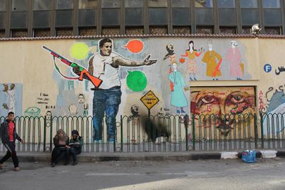 گرافيتي سامبو على مدخل شارع محمد محمود.