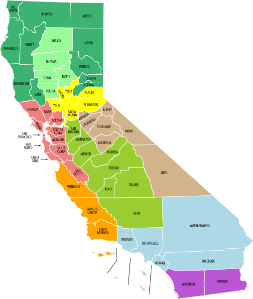 ملف:California economic regions map (labeled and colored).svg