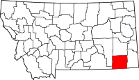 Map of Montana highlighting پاودر رڤر