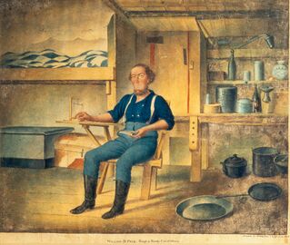 عامل مناجم من كاليفورنيا يرتزي سروال جينز أزرق (1853).