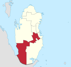 خريطة قطر موضح عليها موقع بلدية الريان.