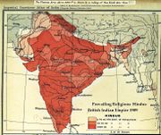 النسبة المئوية للهندوس عام 1909.
