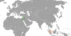Map indicating locations of Israel and Singapore