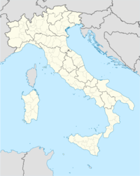 Map of Italy with mark showing location of Rimini