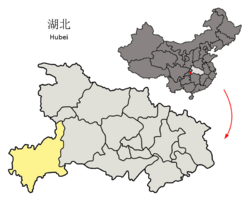 Location of Enshi Prefecture in Hubei