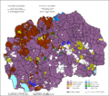 الجماعات اللسانية الرئيسية، ويظهر الألبان باللون البني، تعداد 2002.