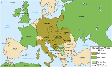خريطة لأوروپا تركز على النمسا والمجر وتمييز الموقع المركزي للجماعات العرقية فيها بما في ذلك السلوڤاك والتشيك والسلوڤين والكروات والصرب والرومانيين والأوكرانيين والپولنديين