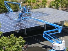 Solar panels being cleaned at Googleplex, Mountain View, California