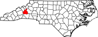 Map of North Carolina highlighting مكداويل