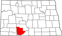 Map of North Dakota highlighting غرانت