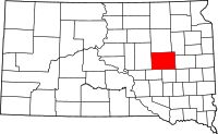Map of South Dakota highlighting بيدل