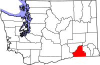 Map of Washington highlighting والا والا