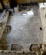 Part of the mosaic of Hippolytus in the Archaeological Park of Madaba, Jordan.