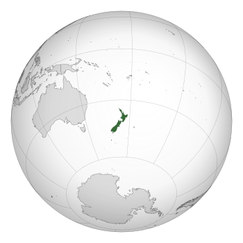 The hemisphere centred on New Zealand