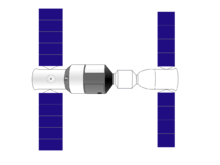 مخطط لشن‌ژو-10 (يمين) الهبوك على تيان‌گونگ-1 (يسار)