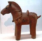 Haniwa horse statuette, complete with saddle and stirrups, 6th century, Japan