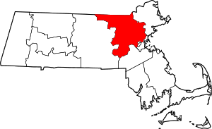 Map of مساتشوستس highlighting مقاطعة مدل‌سكس