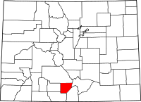 Map of Colorado highlighting ألاموسا