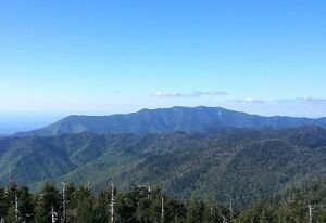 Photograph of Mount Le Conte in the Great Smoky Mountains, the tallest mountain in eastern North America, measured from base to summit