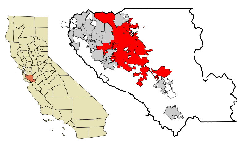 ملف:Santa Clara County California Incorporated and Unincorporated areas San Jose Highlighted.svg