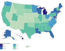 U.S. states by water percentage
