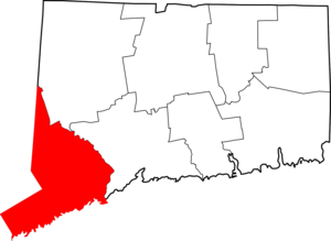 Map of Connecticut highlighting County of Fairfield