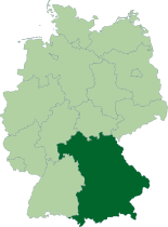 Map of Germany, location of باڤاريا highlighted