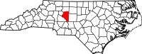 Map of North Carolina highlighting ديفيدسون