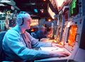 Combat Information Center (CIC) consoles aboard USS Normandy, 1997