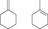 : رابطة ثنائية خارج الحلقة وعلى اليمين يوجد رابطة ثنائية عادية