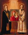 Icon of Saint Nicolas and the Venerable Gerasimus holding the icon