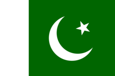 The flag of Pakistan (1947). The green part represents the Muslim majority of the country.