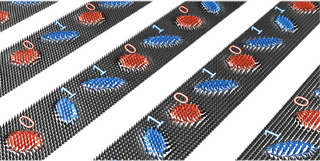 Skyrmion-based magnetic storage concepts. The anisotropic DMI stabilizes antiskyrmions (red) and elliptically deformed skyrmions (blue), which may be used to encode data.