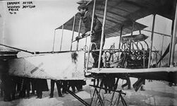 Henri Farman after winning the Grand Prix d'Aviation in a Voisin biplane, Issy-les-Moulineaux, Paris - 19080113.jpg