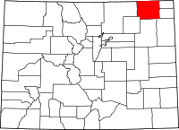 Map of Colorado highlighting لوغان