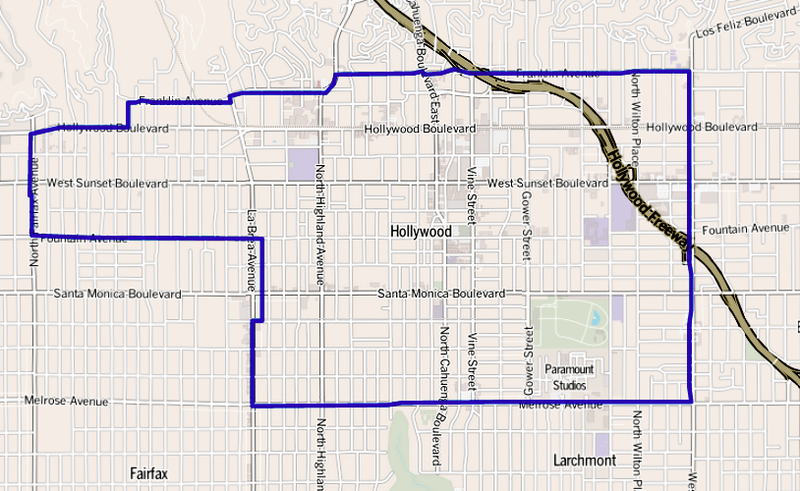 ملف:Map of Hollywood district, Los Angeles, California.png