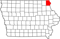 Map of Iowa highlighting ألاماكي