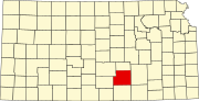 Map of Kansas highlighting Sedgwick County