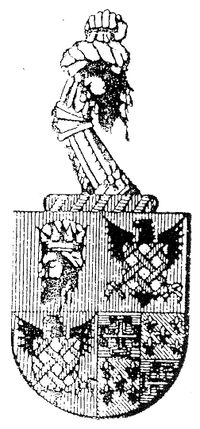 رأس الملك مقرن على درع أسرة أنطونيو كوريا، كونتات مدينة لوسا، حتى اليوم.