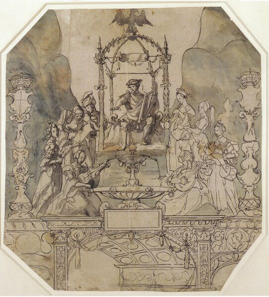 ملف:Apollo and the Muses on Parnassus, by Hans Holbein the Younger.jpg